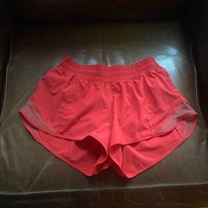 Red Lululemon hotty hot shorts